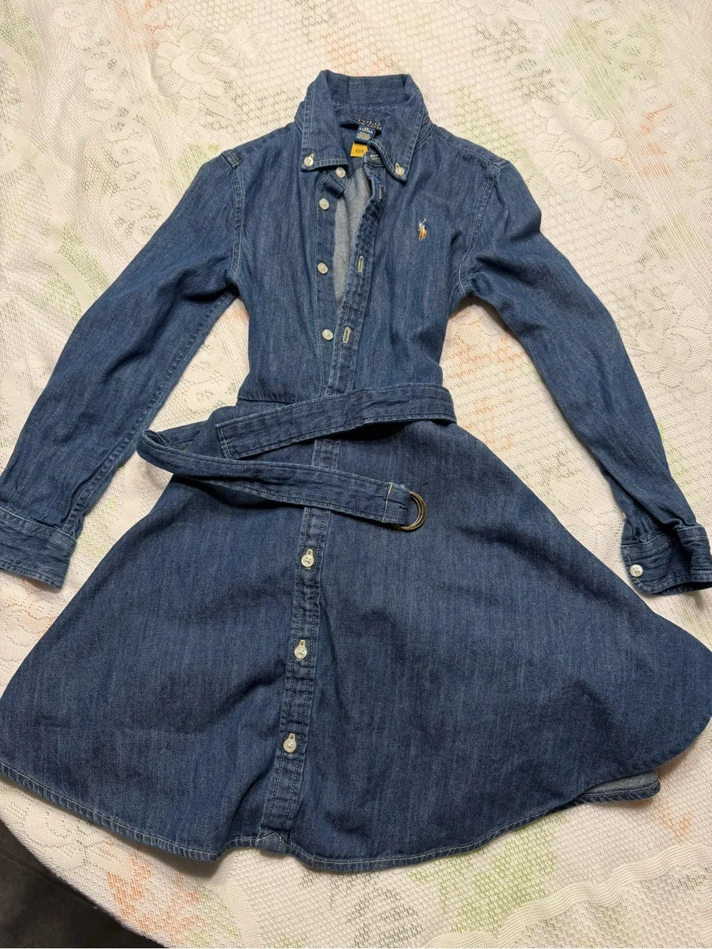 Ralph Lauren Kids Dark Blue Denim Shirt Dress with Belt